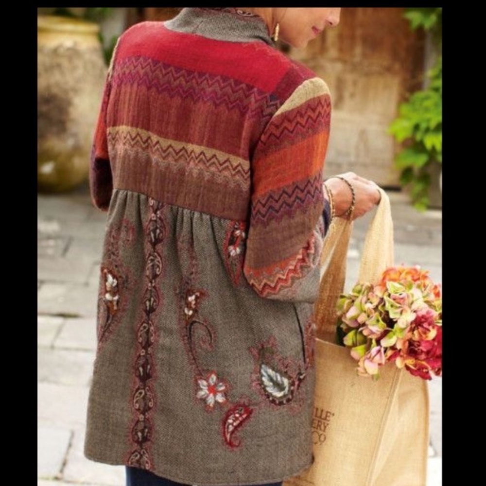 Soft Surroundings Izmir Crewel Patchwork Jacket - image 3